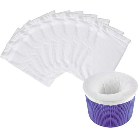 Chaussettes filtrantes pour skimmer de piscine, lot de 1/10/20, en nylon, avec préfiltre, compatibles avec les paniers et skimmers (13 x 22 cm). (1/5)