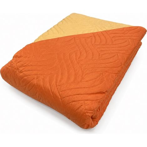 ART Couvre-lit matelassé bicolore en microfibre Manopesca Printemps Été Cm. 170x250 Orange (1/5)