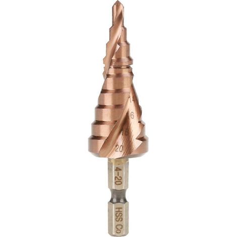 1 Stück Sechskantgriff-Spiralnut-Stufenkegel-Kobaltbohrer aus Hochgeschwindigkeitsstahl (4-20 mm)