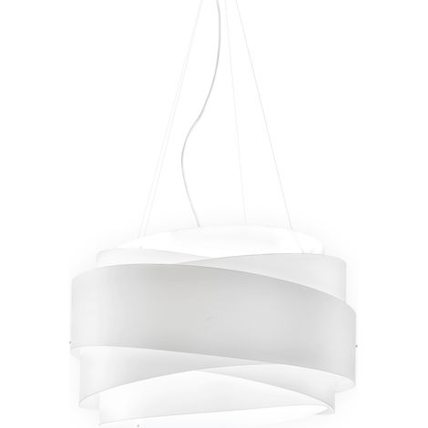 Lampadario Moderno Bea Polilux ® Bianco E Metallo Cromo 5 Luci E27 D80Cm (1/2)