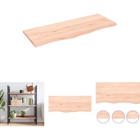 The Living Store Wandregal 100x40x2 cm Massivholz Eiche Unbehandelt - Wandregale (1/5)