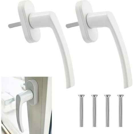 Poignées de fenêtre en aluminium - ZOR® - Lot de 2 - Blanc - Sans clé - Longueur de tige 120 mm - Installation facile (1/4)