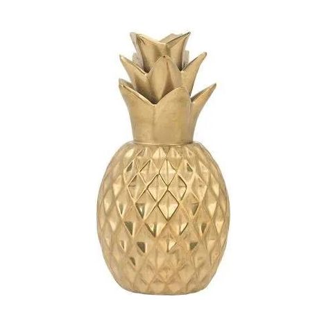 Beliani – Figurine décorative ananas en céramique dorée – Hauteur 23 cm – Élément moderne pour intérieur – Finition peinte élégante (1/3)