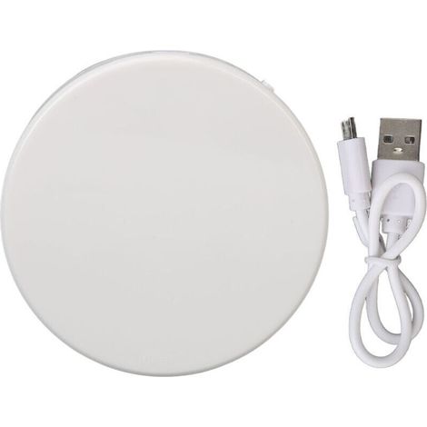 Miroir de poche magnifiant 3X LED rechargeable, pliable et éclairage ajustable, double face, blanc