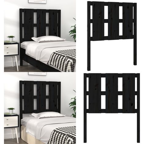 Testiera per Letto Nera 80,5x4x100 cm in Legno Massello di Pino - Testiera in pino - Testiera per letto nera