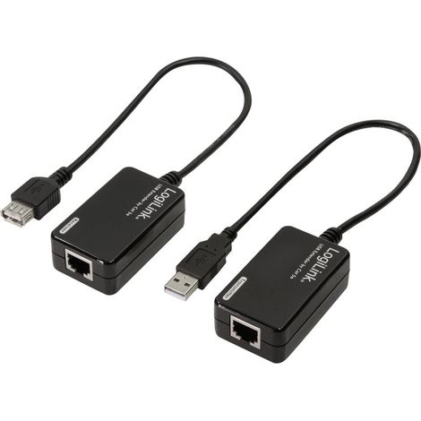Cavo di prolunga LogiLink USB 2.0 da 60 m, Cat.5, nero - Trasmettitore e ricevitore (1/5)