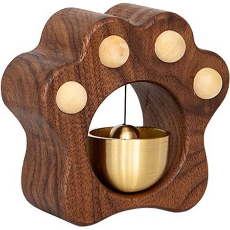 Türklingel „Pfote 2“ aus Holz, Türklingel mit Saugnapf, Türklingel in Katzenpfotenform, Eingangs-Erinnerung (1/5)