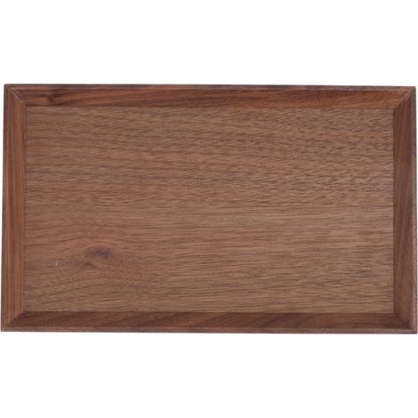 Plateau en noyer noir, style simple et élégant, idéal pour servir thé, fruits, fromage, vin ou repas. Petit format rectangulaire. (1/5)