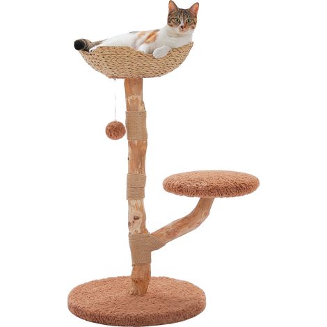 Árbol para gatos, diseño elegante, funciones interactivas, marrón, L-a (1/2)