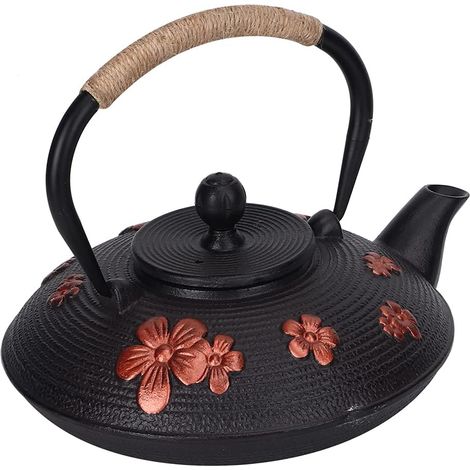 Théière en Fonte, Bouilloire à Thé Japonaise en Fonte, Infuseur Pot à Thé Japonaise pour Cuisinière (0.9L) (1/5)