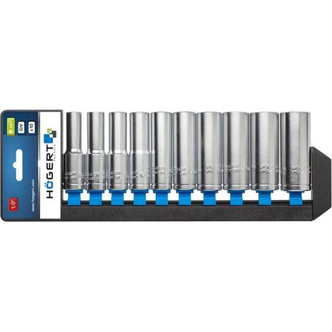 Högert Technik - Set Chiavi A Bussola, Set Bussole in Lega di Acciaio Al Cromo Vanadio, 76 mm, Chiave A Bussola, Kit Chiavi A Bussola, Colore: Nero, Blu, Grigio - HT1A888 (1/5)