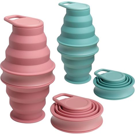Lot de 2 gourdes pliables de 500 ml, sans BPA, étanches, en silicone pliable avec anneau anti-affaissement, idéales pour les voyages, le camping, la randonnée, la course à pied et le sport. (1/5)