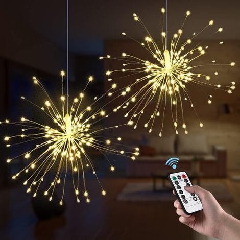MINKUROW 180 Leds Luces De Fuegos Artificiales A Prueba De Agua Starburst Luces Para Árbol De Navidad Fiesta En Casa Decoración De Boda Blanco Cálido (1/5)