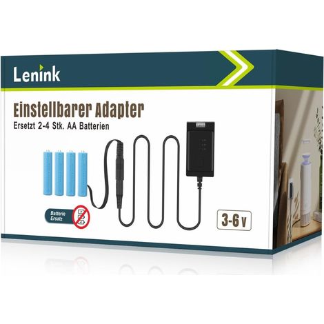 Adaptateur de Batterie réglable 3-6V, Remplacement de Batterie pour 2-4 Piles AA pour Sonnette caméra, Station météo, chatière RFID, réveil, lumière LED, décoration, etc. (1,8m, Noir) (1/5)