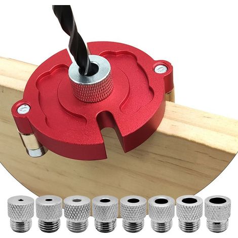 Gabarit goujon auto-centrant – kit localisation poinçon avec 8 douilles forage – guide perçage travail bois (1/5)