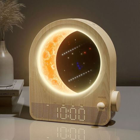 Réveil et lampe de chevet combinés, veilleuse à 3 niveaux de luminosité avec lumière du jour, réveil lumineux, 10 sons naturels, veilleuse à intensité variable, idéal pour les chambres [Classe énergét (1/4)