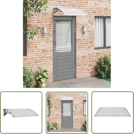 The Living Store Auvent de porte Gris et transparent 80x75 cm Polycarbonate - Auvent De Porte - Abri Porte - Protection Contre La Pluie - Store Extérieur - Protection Solaire (1/5)