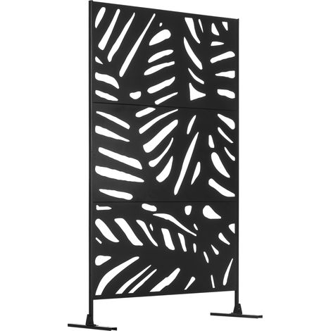 Paravent décoratif en métal noir à motif végétal pour l'extérieur – 122 x 45 x 198 cm (1/5)