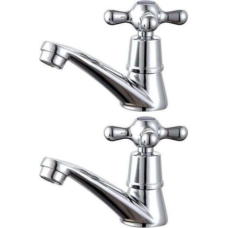 1 paire de robinets de lavabo, robinet de lavabo à levier cruciforme pour eau froide et chaude pour salle de bain (1/4)