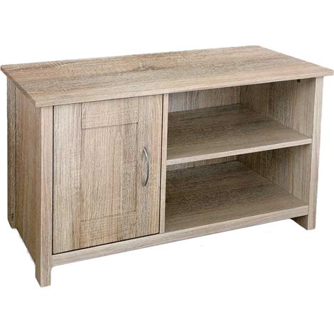 MOBILE BASSO DA ARREDO CON ANTA E 2 VANI APERTI 90X39X50CM COLORE ROVERE (1/2)