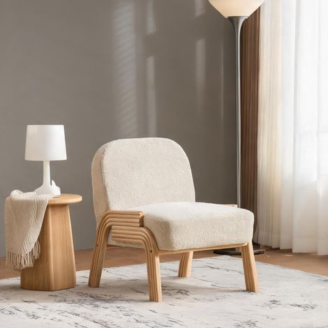 Fauteuil beige en chenille 72 x 61 x 78 cm (1/5)