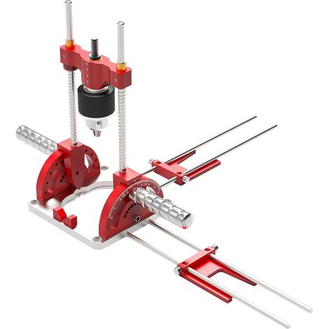 Guide de perçage multi-angles, guide de perçage de précision avec mandrin, guide de perçage d'angle de 0° à 60° avec échelle rapporteur, guide de perçage auto-centrant pour perceuses électriques de (1/5)