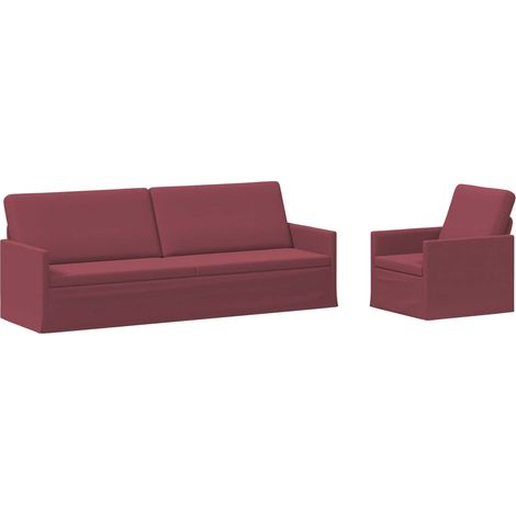 Sofa Set 2 pcs Wine Red Fabric vidaXL (1/5)