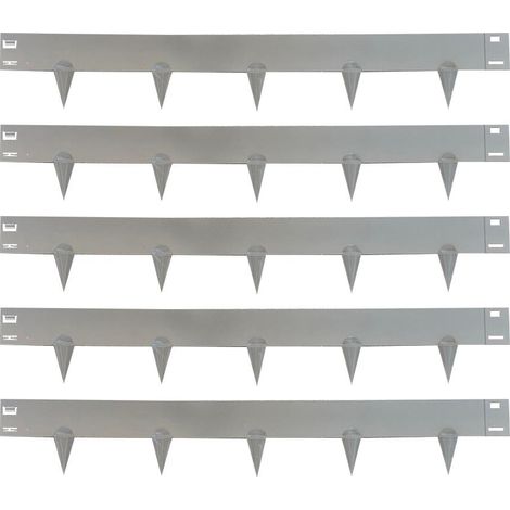 Metal Garden Lawn & Border Edging in Grey (5m x 8cm) - 5 Panels