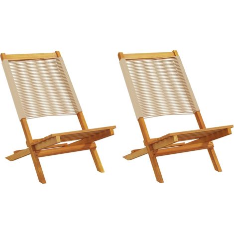 Sillas de jardín 2 uds madera maciza acacia polipropileno beige vidaXL (1/5)