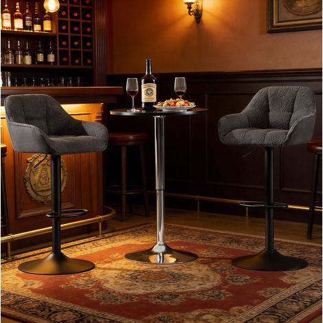 Set di 2 sgabelli da bar regolabili 63-84 cm, girevoli, grigio scuro DESVIAE (1/5)
