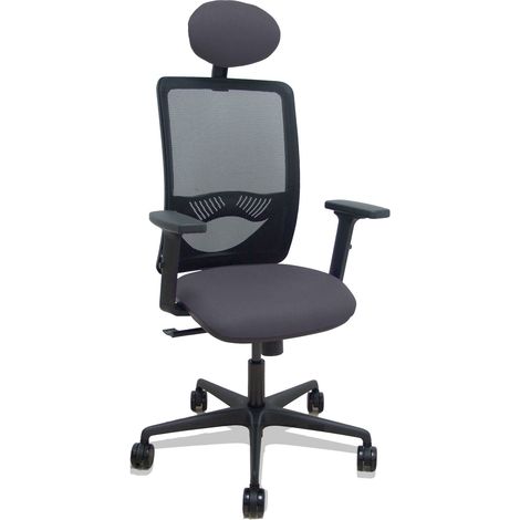 Sedia sincro Zulema in rete nera Seduta bali in rete nera grigio scuro 2D Braccioli con rotelle 65 mm Poggiatesta