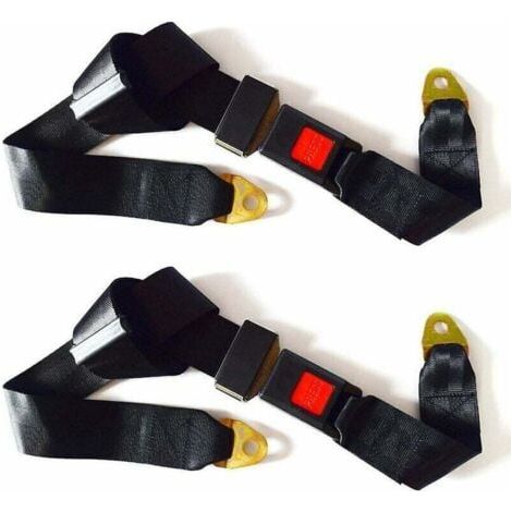 Lot de 2 ceintures de sécurité universelles réglables 2 points de harnais de sécurité réglables ceinture de sécurité simple double - noir--TRIMEC (1/5)