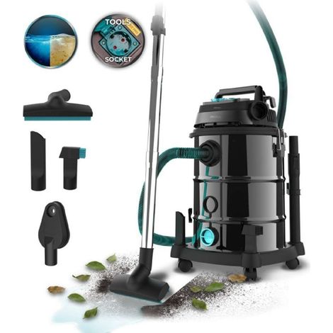 Cecotec Aspirateur Eau et Poussières en Métal avec Câble 30L Conga Rockstar Wet & Dry Steel Pro Tool Neo. 1600 W