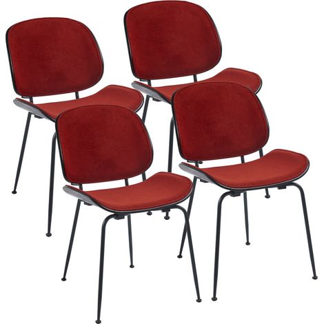 Set 4 sedie moderne in tessuto rosso con gambe in metallo - Elizabeth (1/5)