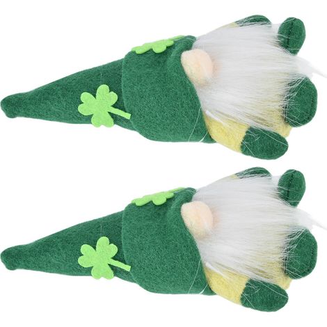 2 poupées gnomes faites à la main avec des chapeaux verts amusants et sans visage, décoration de la Saint-Patrick, poupée gnome en peluche pour canapé, table à manger (style masculin) (1/5)