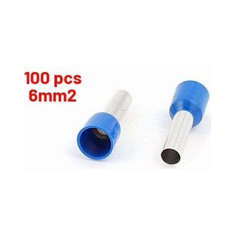 6mm2 Embout de Câble Embout de Câblage Cosse à Sertir électrique Fil Sertissage Borne Connecteur Terminal Isolé Bootlace Ferrule Bleu (1/4)