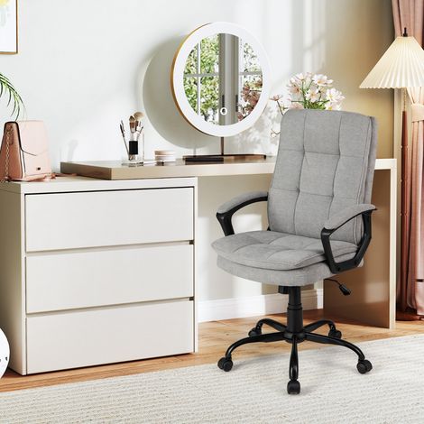 Chaise de Bureau Ergonomique Réglable en Hauteur Chaise de Bureau Mobile avec Roues Chaise de Bureau Pivotante & Accoudoirs Gris (1/3)