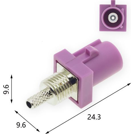 Kurzer FAKRA-Stecker Typ H (lila), FAKRA-Buchse Typ D, Stecker für Kabelbaum, GPS-Antennenstecker, SMB-Stecker (1/3)