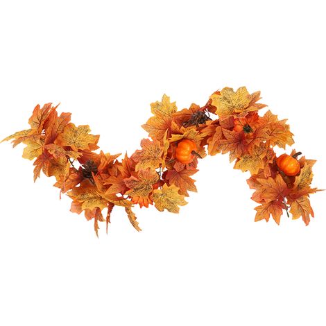(2 pro Packung) (AA-Batterien nicht im Lieferumfang enthalten) Herbstliche Rattandekoration mit künstlichem Ahornblatt- und Sonnenblumenmuster (100 cm), zum Aufhängen an der Tür - mit Beleuchtung (Sei (1/5)