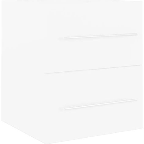 Armoire d'évier blanche avec tiroir design épuré salle de bain 41 x 38,5 x 48 cm en bois blanc