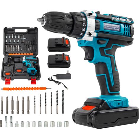 APEX Perceuse visseuse sans fil avec 2 batteries - 35+1NM - 21V Électrique à Percussion - 2 vitesses - 25 Accessoires (1/5)