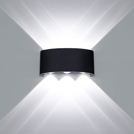 Moderne Lampe Murale LED Applique Murale Up Down Imperméable Aluminium Lèche-murs LED Intérieur Extérieur pour Salle de Bains Porche Chambre à Coucher Couloir Salon Escalier, 6W Blanc