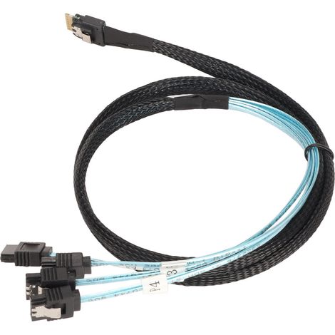 Câble SAS SFF‑8654‑4 vers 4x SATA 7 broches, 1 mètre, pour disque dur, connecteur interne PC (1/5)