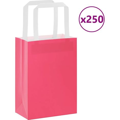 Sacs en papier 250 pcs avec poignées rose 15x8x21 cm vidaXL