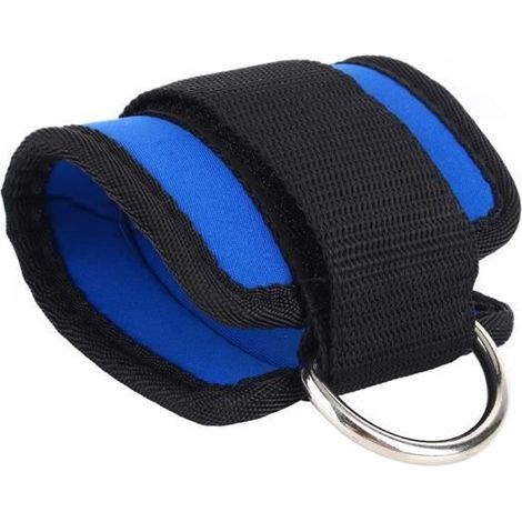 Sangle de Cheville pour Fitness et Musculation - VGEBY - avec Anneau en D - Blanc/Bleue (1/4)