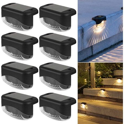 8er-Pack solarbetriebene LED-Treppen- und Wandleuchten für den Außenbereich, wasserdichte Leuchten für Zäune und GehwegeOF S