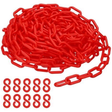 QORVA-Maillons de chaîne en plastique rouge, 10M,6 mm, pour barrières, parkings, clôtures, portails et décoration