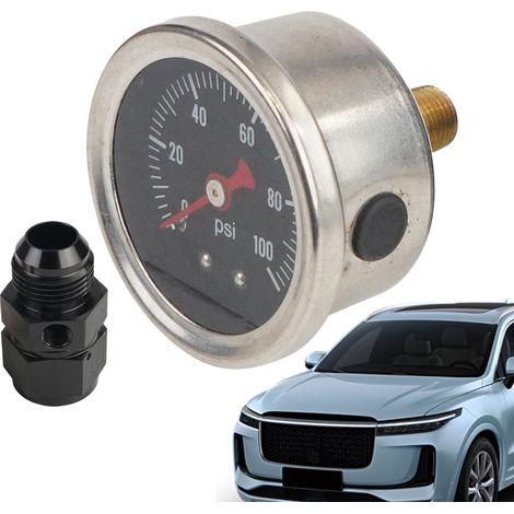 Gauge de Pression d'huile, testeur de Pression d'huile, testeur de Pression d'huile Testeur Manomètre Double échelles 0-100 psi 0-7 1/4 bsp avec Un connecteur de Conversion, Outil de Mesure (1/5)