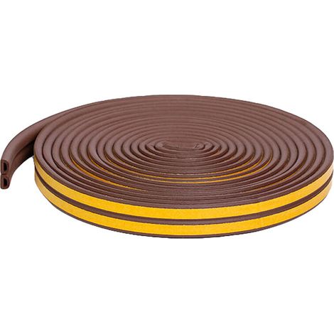 Weatherstrip, Garage Door Seal, 18M D-Profile Self Adhesive Anti-Collision Soundproofing Door Seal Waterproof Rubber Seal Window Insulation, Brown (1/5)