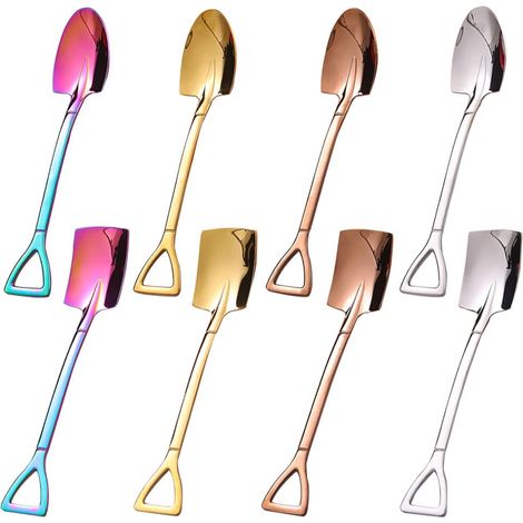 Cuillère en Acier Inoxydable 8 Pièces Cuillère à Dessert Cuillère à Pastèque Acier Inoxydable café Latte Cpelle Créative en Forme de Pelle Cuillère à Café cuillère à Dessert Crème Glacée (1/5)